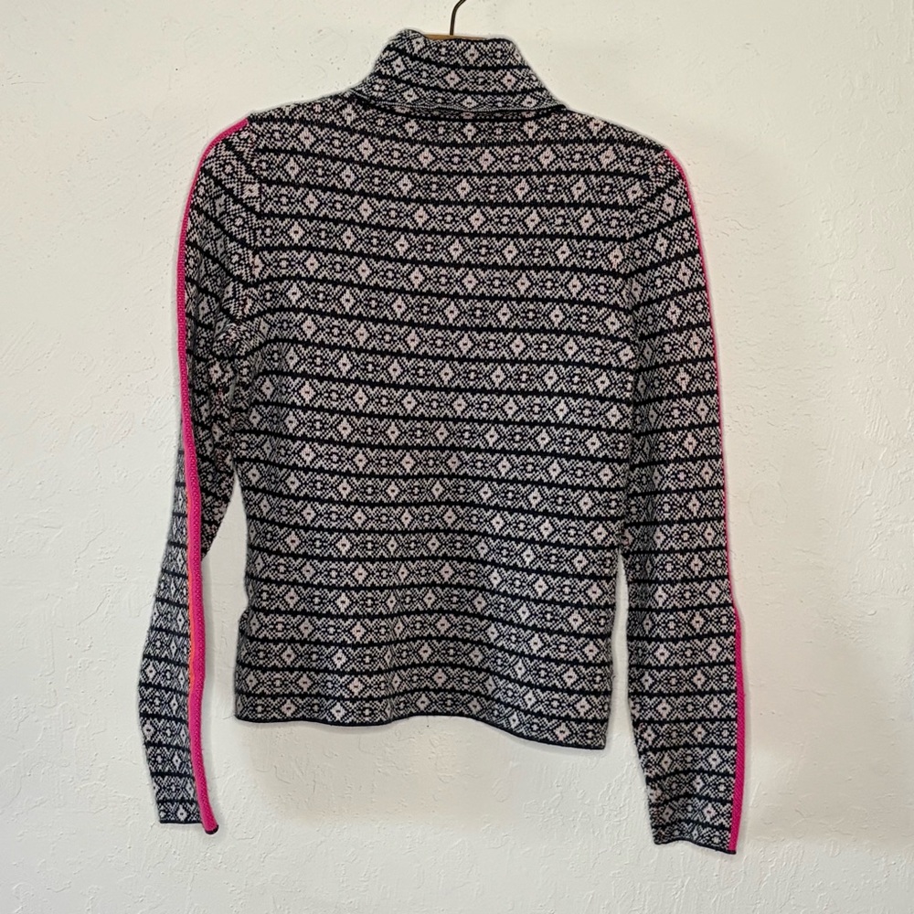 Maeve Anthropologie Sz Small Navy White Ski Slope Alpine Turtleneck Sweater - Picture 5 of 11